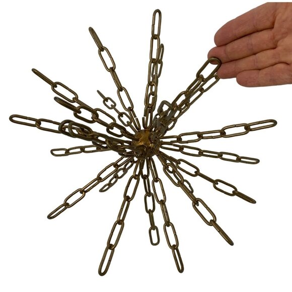 Brass Chain Sculpture Art Decor 13.5 x 12" Home Decor Modern Eclectic 7980 - Picture 2 of 4